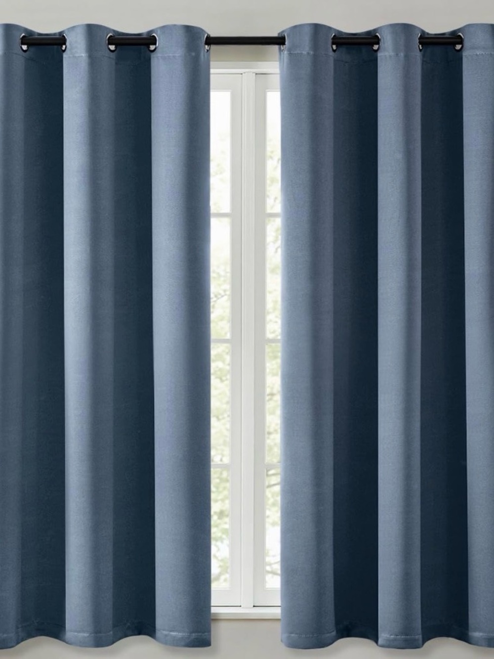 Blue Velvet Grommet Blackout Curtain Panel -